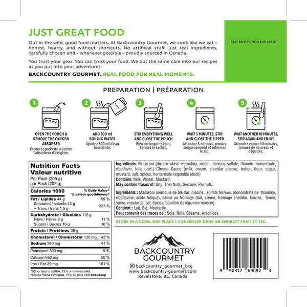 Backcountry Gourmet Vegetarian Meals