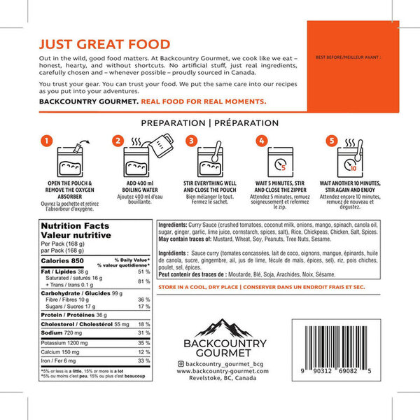 Backcountry Gourmet Chicken Meals