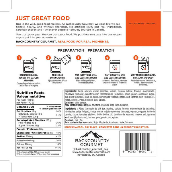 Backcountry Gourmet Chicken Meals