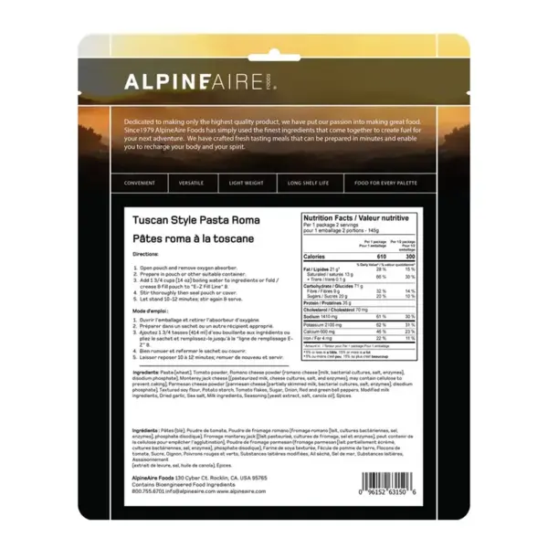 AlpineAire Tuscan Style Pasta Roma