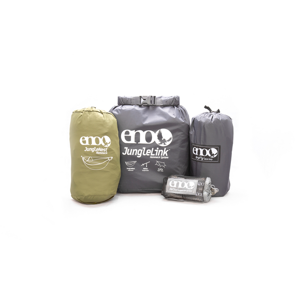 ENO JungleLink Hammock System Grey/Evergreen