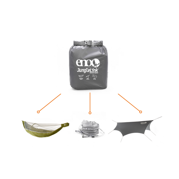 ENO JungleLink Hammock System Grey/Evergreen