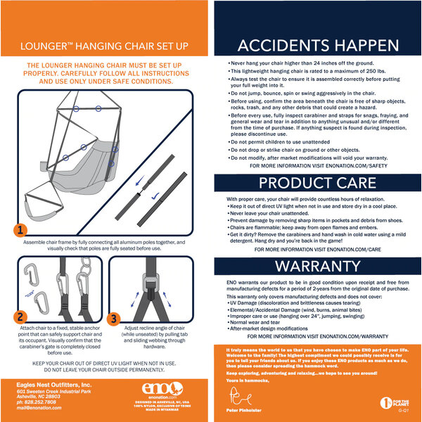 ENO Lounger Hanging Chair Royal/Charcoal