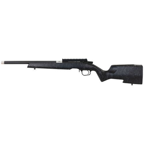 Christensen Arms Ranger Rimfire 17 HMR 18" 1:9 Carbon Fiber, Black Anodized, Black Carbon Fiber Stock Gray Webbing Accents