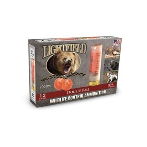 Lightfield Double Ball Wildlife Control Ammunition 12 Gauge 2 3/4" 700 FPS Lightfield Double Ball Wildlife Control Ammunition 12 Gauge 2 3/4" 700 FPS