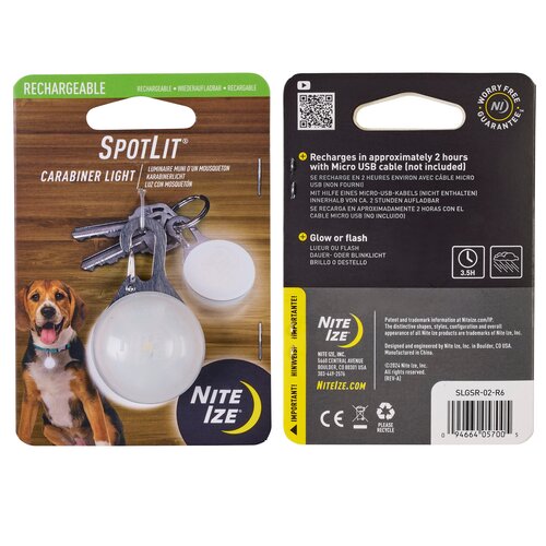 Nite Ize SpotLit Carabiner Rechargeable Light - White Nite Ize SpotLit Carabiner Rechargeable Light - White