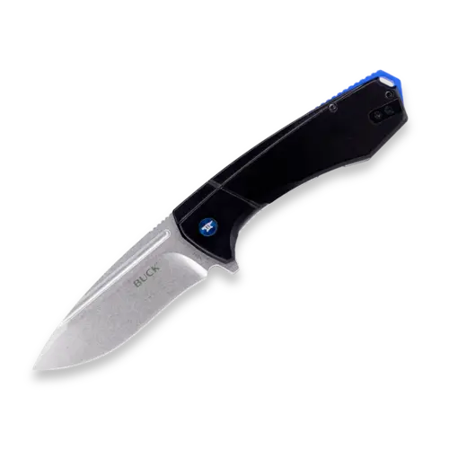 Buck Ruckus Framelock Black Anodized Handle w/ Blue Accent Buck Ruckus Framelock Black Anodized Handle w/ Blue Accent