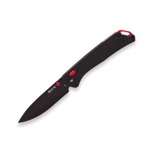 Buck Nomad Cross Bar Black Anodized Handle w/ Red Accent Buck Nomad Cross Bar Black Anodized Handle w/ Red Accent