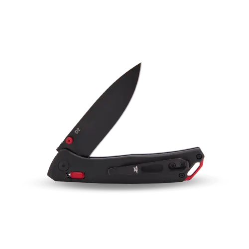 Buck Nomad Cross Bar Black Anodized Handle w/ Red Accent Buck Nomad Cross Bar Black Anodized Handle w/ Red Accent