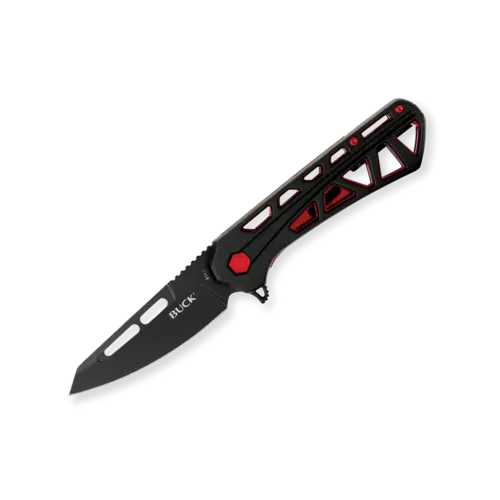 Buck Trace Ops Drop Point Black / Red Folder, Large Buck Trace Ops Drop Point Black / Red Folder, Large