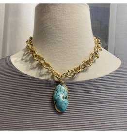 Karin Sultan Gold and Turquoise Necklace