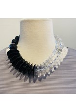 Angela Caputi Black and Clear Necklace w/ Silver Details