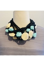 Angela Caputi Black, Cream and Turquoise Necklace