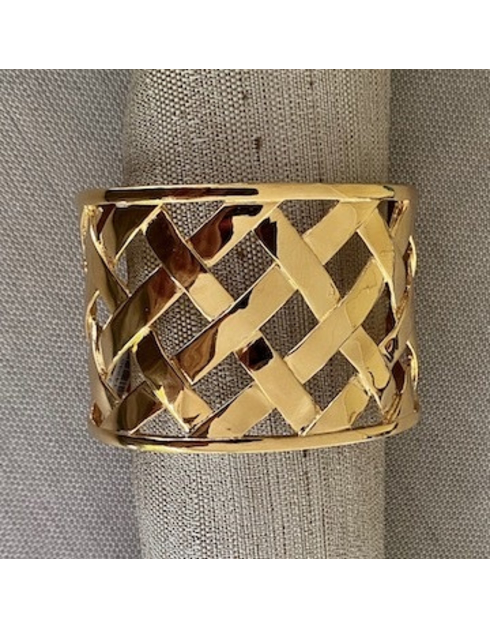 Kenneth Jay Lane Polished Gold Basket Weave Cuff