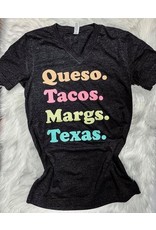 Texas Heart Co Queso. Tacos. Margs. Texas. T-Shirt