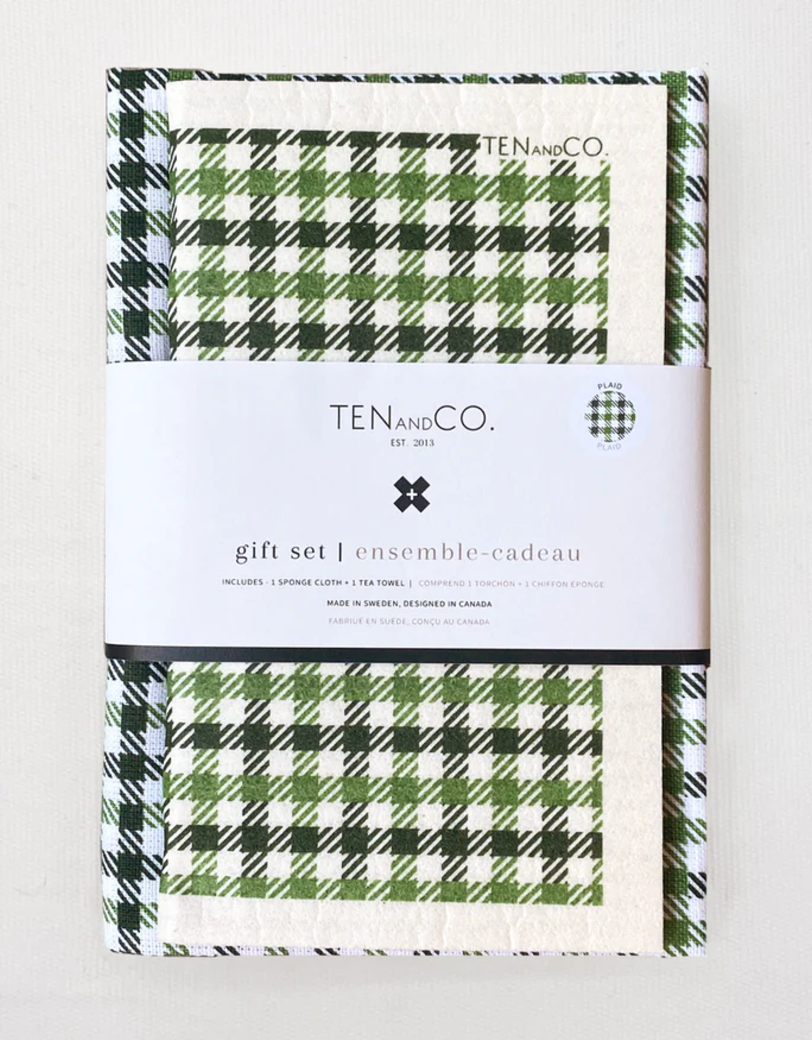 Ten & Co Ensemble Cadeau Plaid Vert
