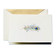 Crane Stationery Peacock Feather Engraved Note Crane