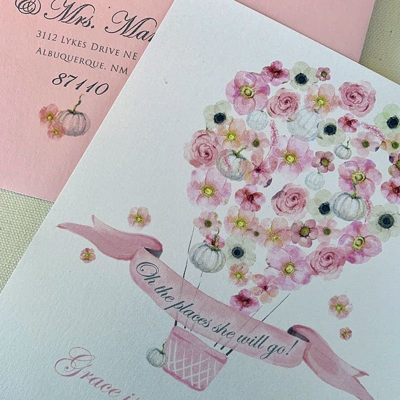 Blooming Balloon Custom Invitation