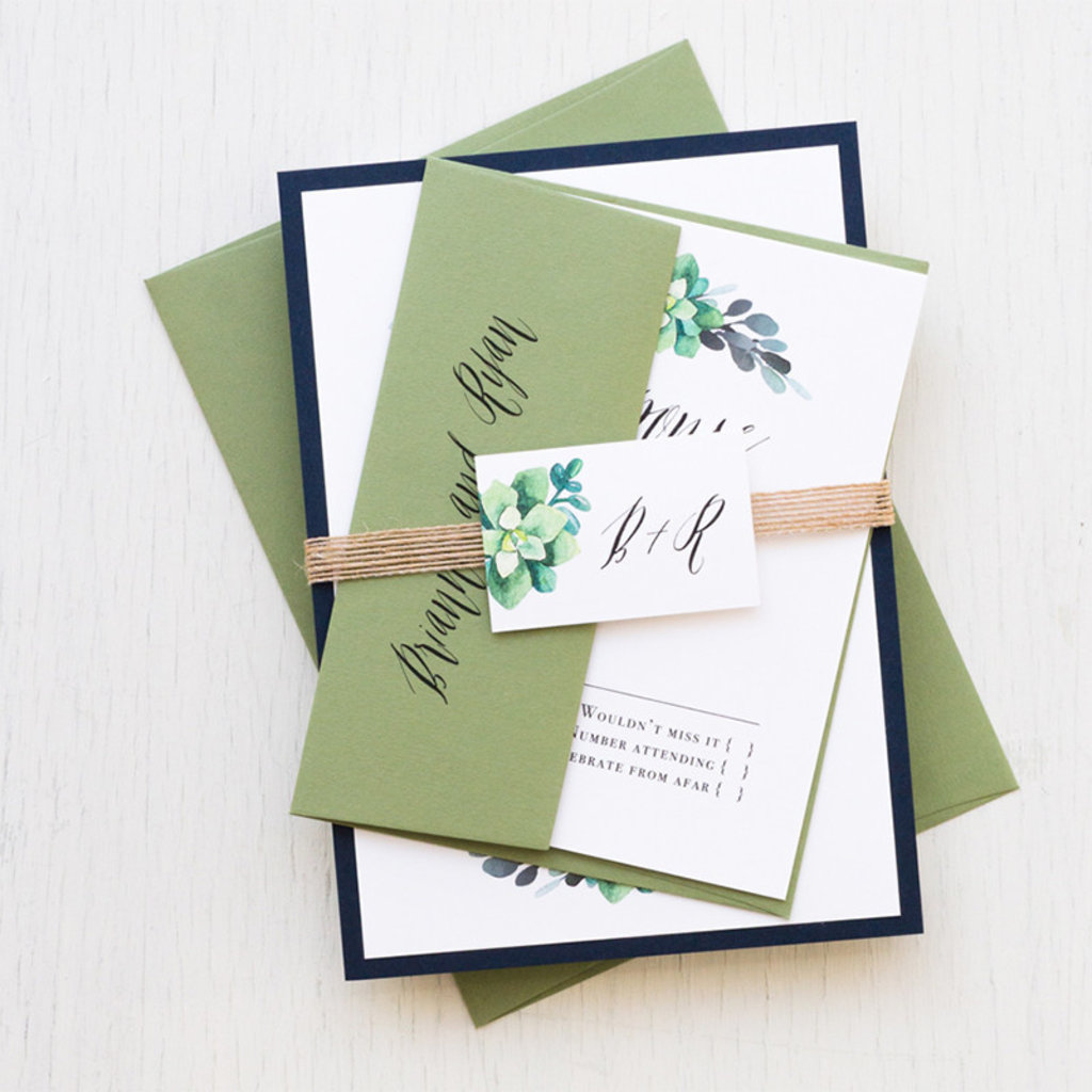 Green Succulent Wedding Invitation