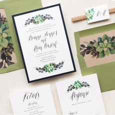 Green Succulent Wedding Invitation