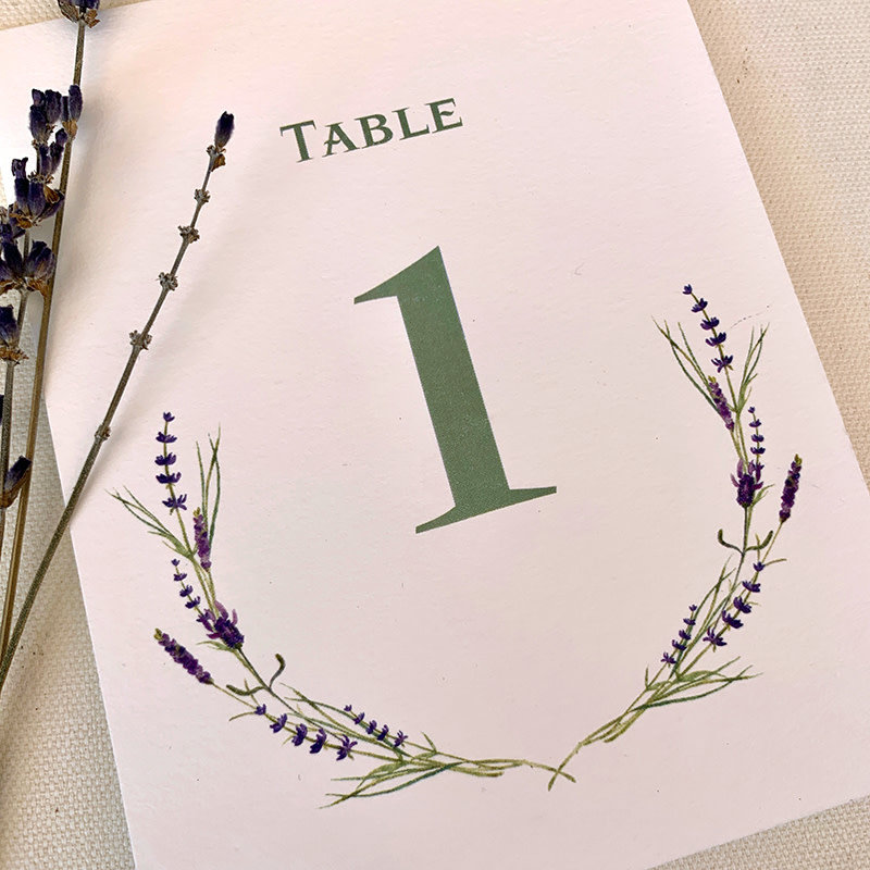 Lavender Sprig Table Number