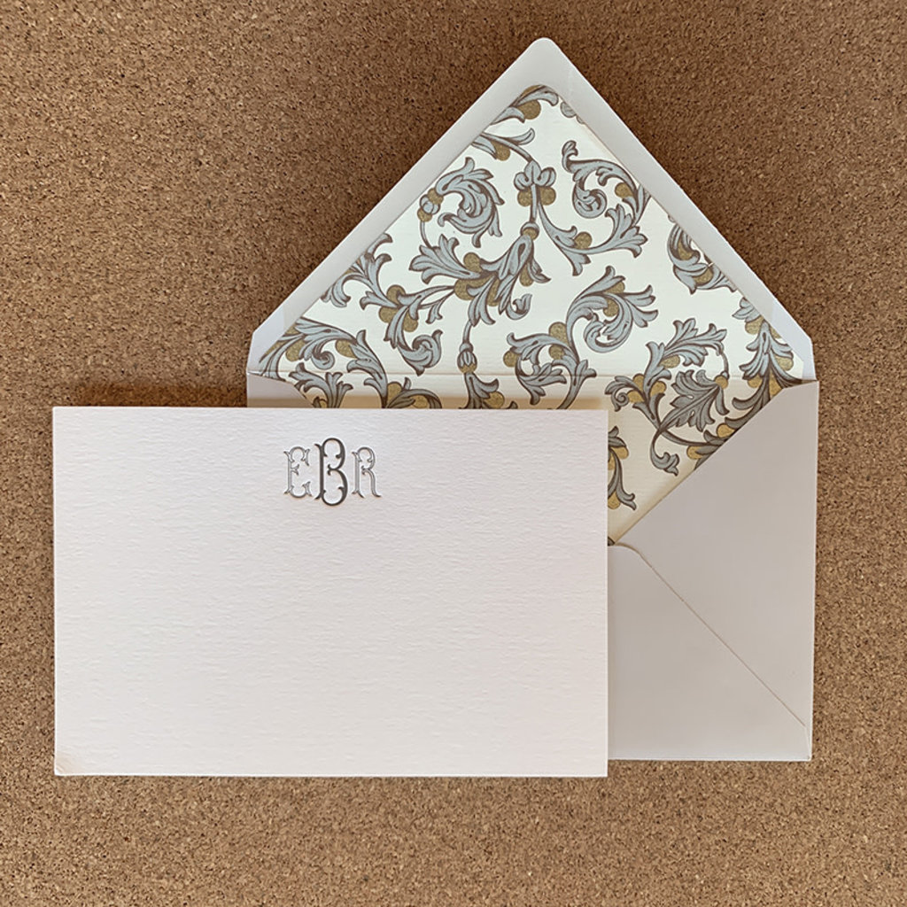 Italian Florentine Letterpress Monogram Card set of 25