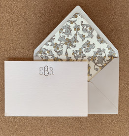 Italian Florentine Letterpress Monogram Card set of 25