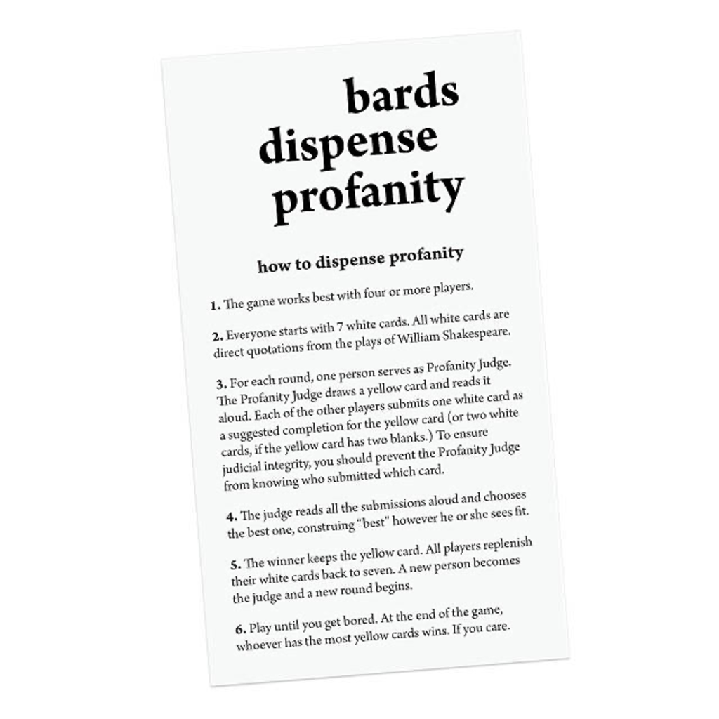 Bard's Dispense Profanity Card Game