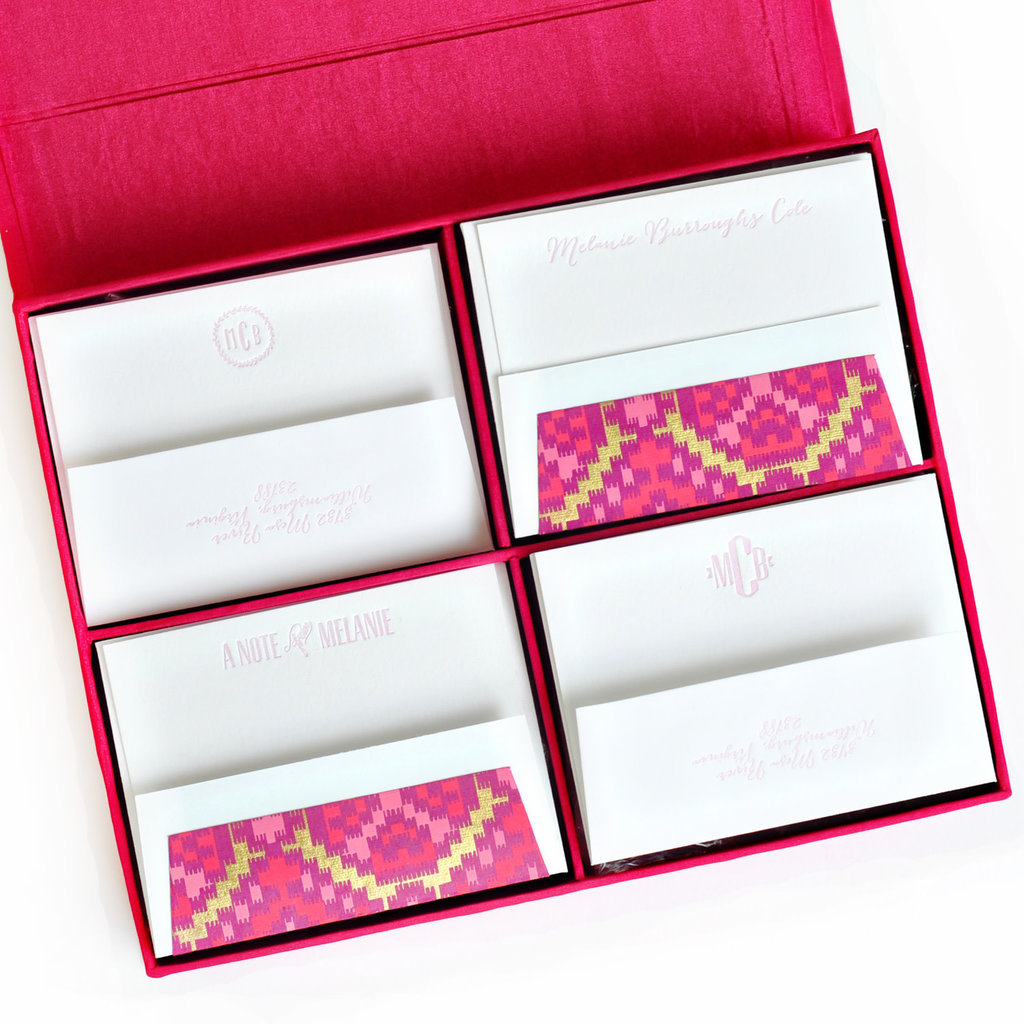 GRAND MAGENTA SILK STATIONERY BOX