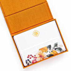 PETITE ORANGE SILK STATIONERY BOX