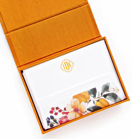 PETITE ORANGE SILK STATIONERY BOX