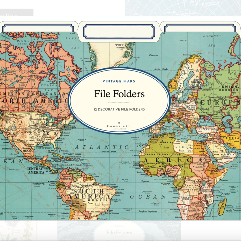 World Map File Folders