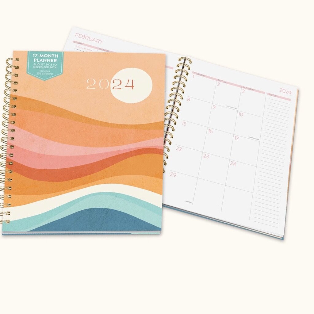 2024 Rainbow Waves Extra Large Spiral Planner - Pennysmiths Paper