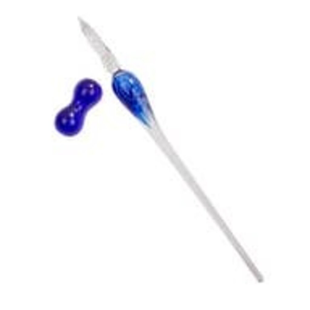 Blue Glass Flower Calligraphy Dipping Pen Set