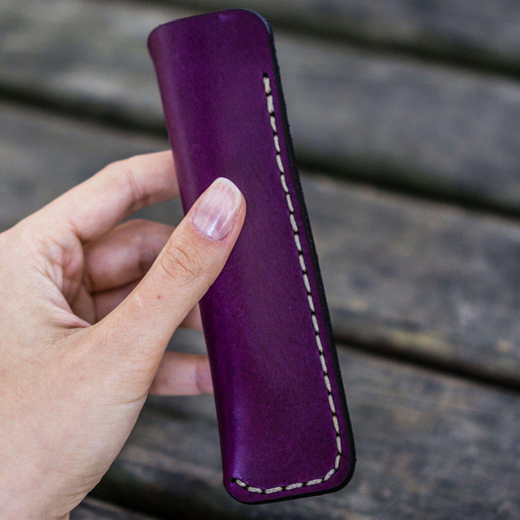 Leather Pen Sleeve Purple