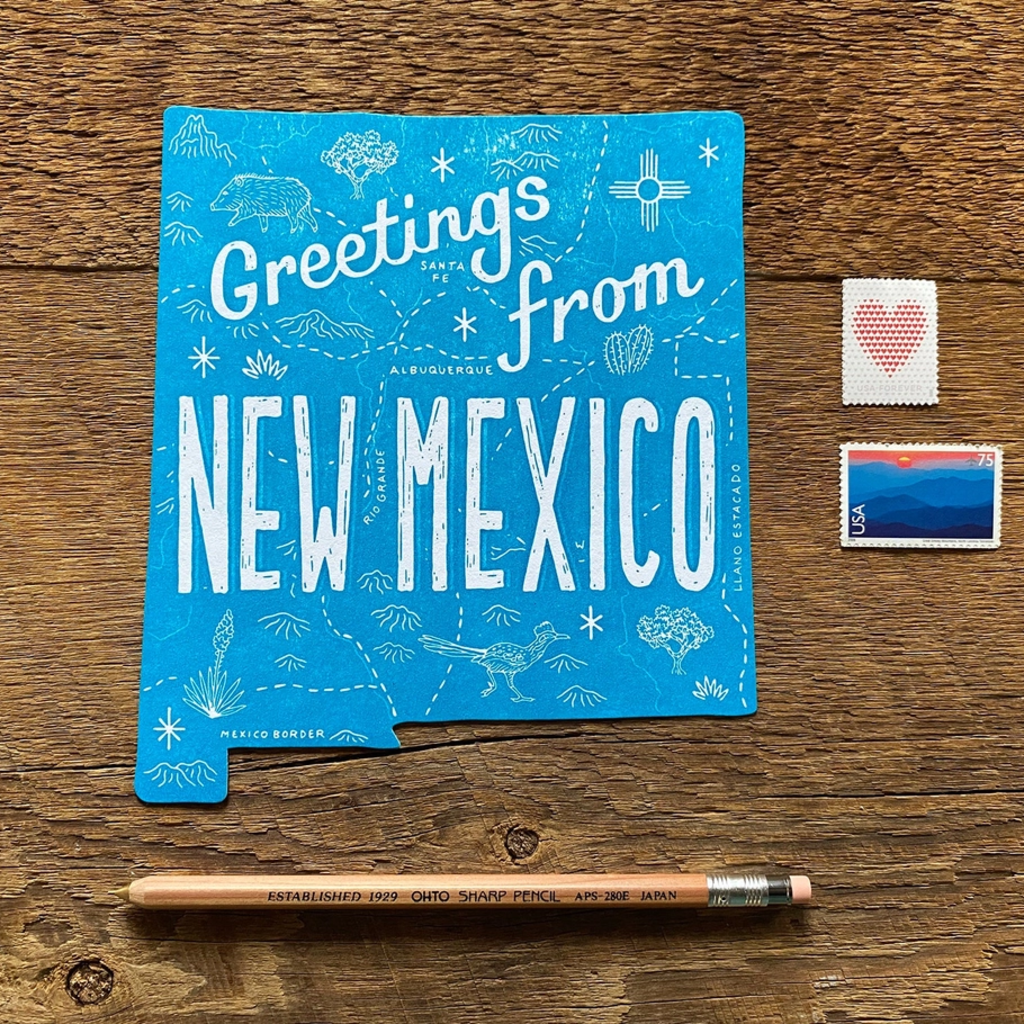 New Mexico State Shape Postcard