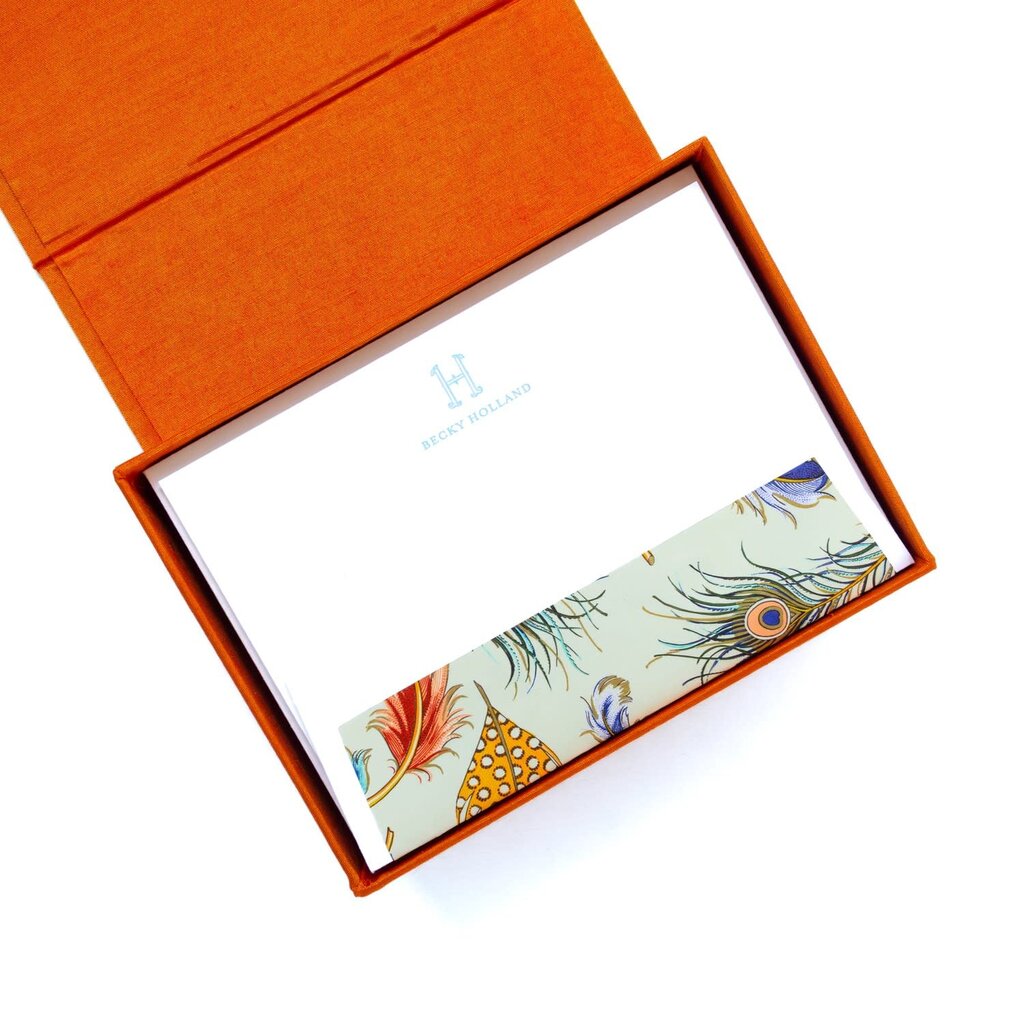 Orange Petite Silk Stationery Box