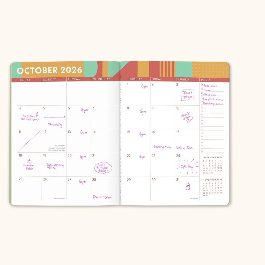 Color Block Academic Monthly Planner 2025-26
