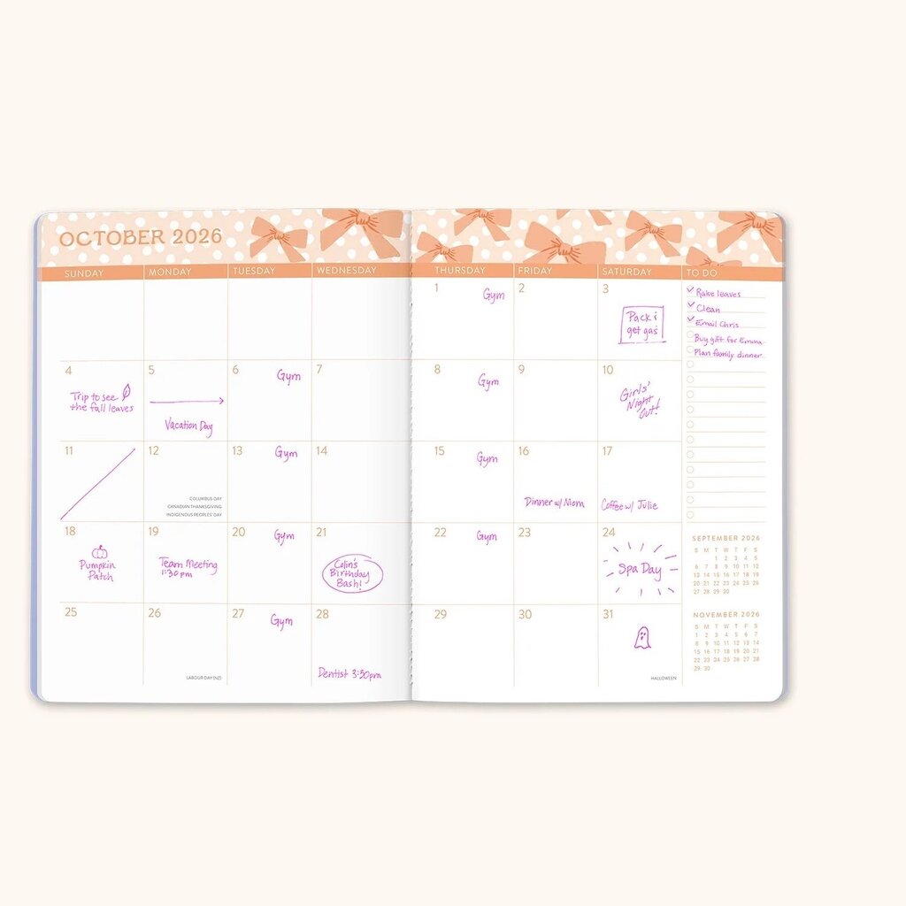 Sweet Bows Monthly Planner 2026