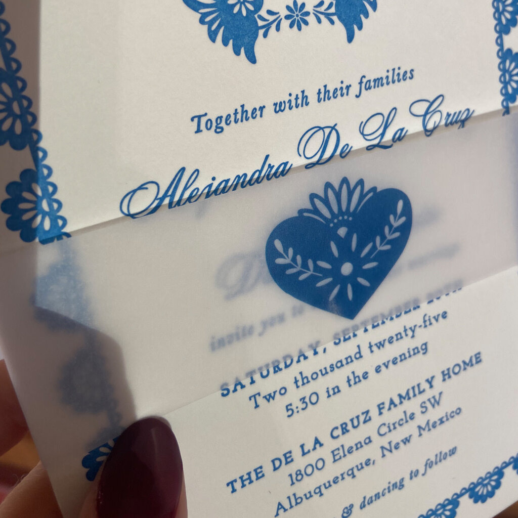 Lovebirds Papel Picado Wedding Invitation