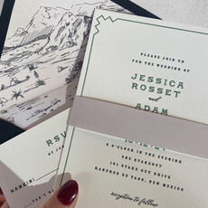 Cloud Border Letterpress Wedding Invitation