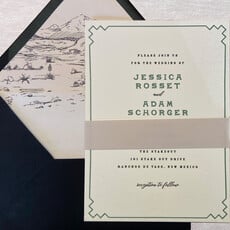 Cloud Border Letterpress Wedding Invitation