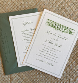 Los Poblanos Illustration Wedding Invitation