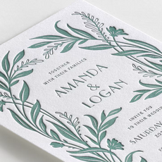 Nouveau Greenery Letterpress Invitation