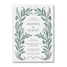 Nouveau Greenery Letterpress Invitation