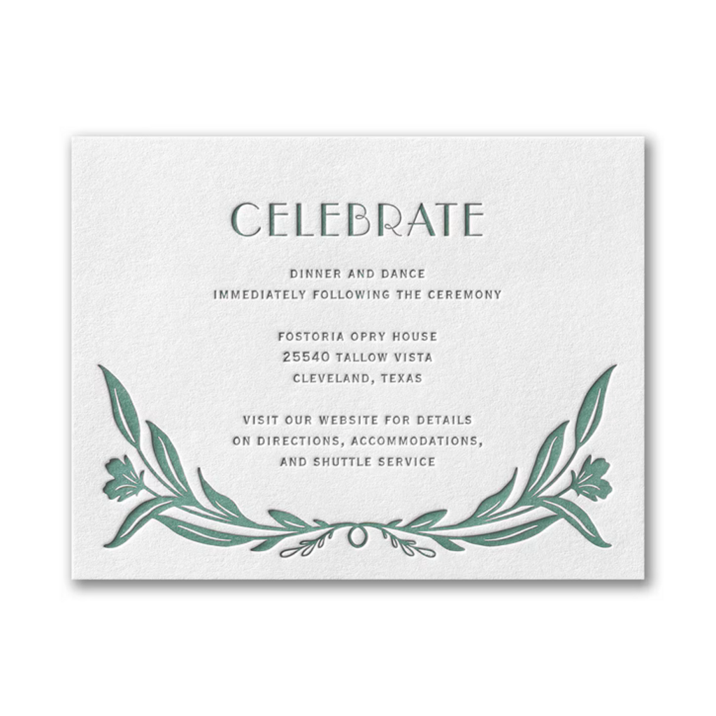 Nouveau Greenery Letterpress Invitation