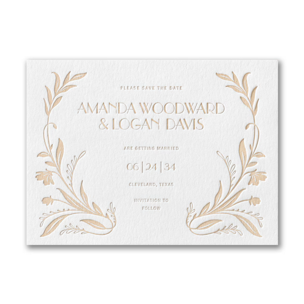 Nouveau Greenery Letterpress Invitation