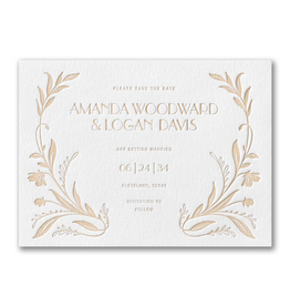 Nouveau Greenery Letterpress Save the Date