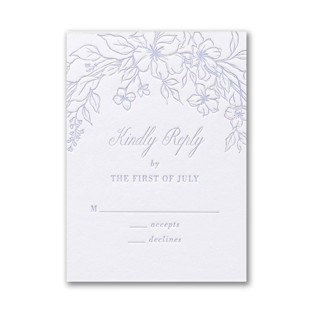 Lavender Trellis Letterpress Wedding Invitation
