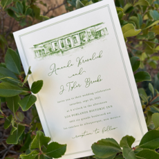 Los Poblanos Illustration Wedding Invitation